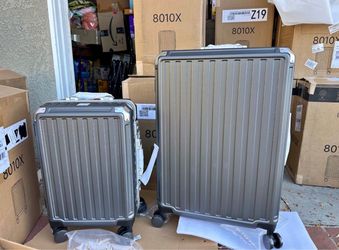 LUGGEX 2-Piece Zipperless Luggage Set, 20/28 Inch, Charcoal Metallic