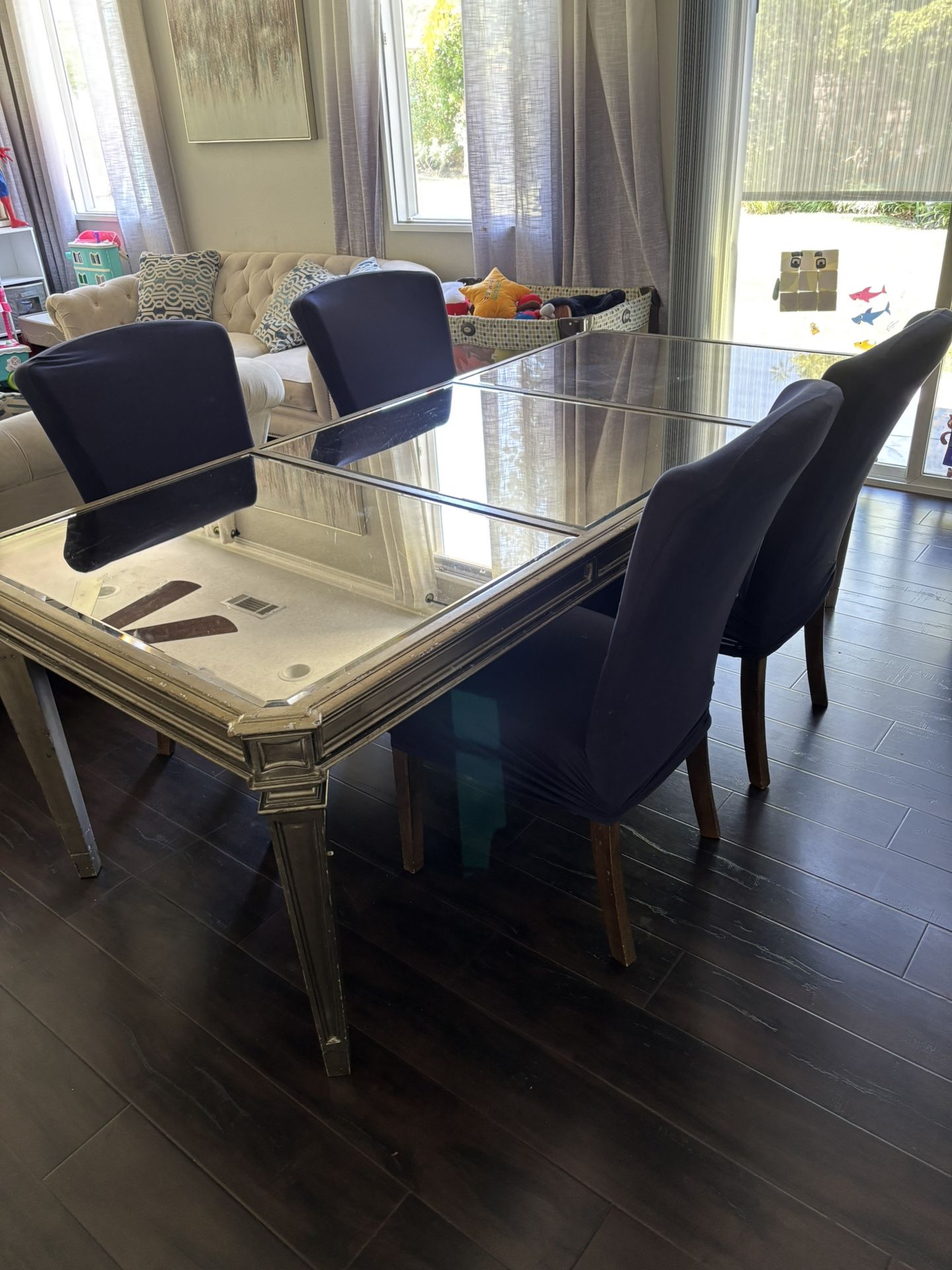 Regal Z Gallerie Original Mirrored Dining Table and Chairs