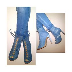 Jean high heels