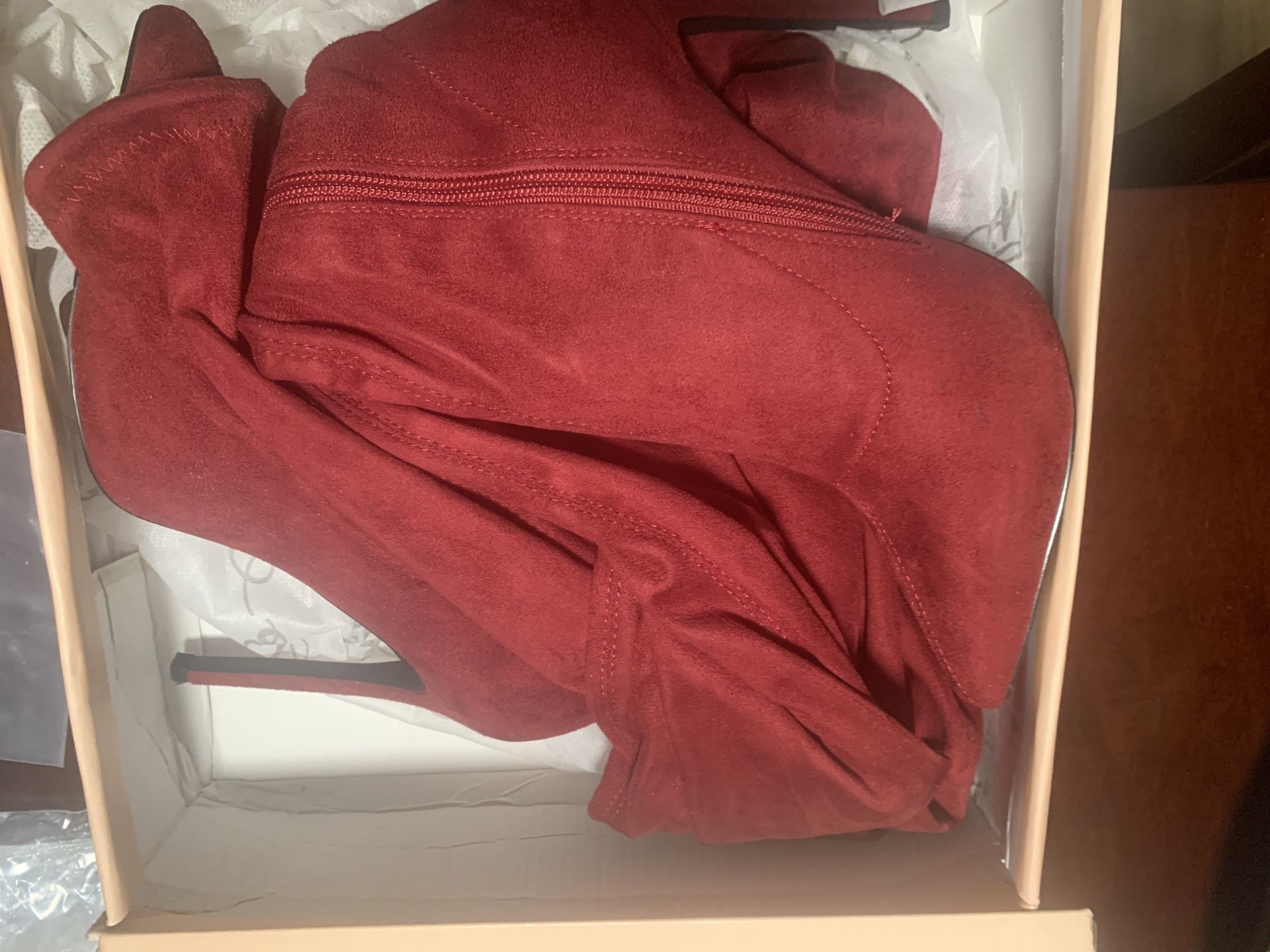 Brand New Women Thigh High Boots Two Pair Plum Wine & Burgundy, 