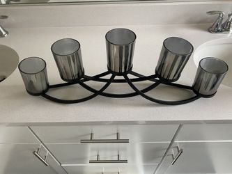 Black Metal /glass Candle Holder 