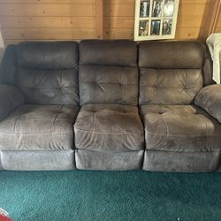 Double Recliner Couch Sofa Brown