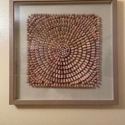 Wine Cork Sculpture 3D Wall Art 20”x20” Wood Frame Glass Front 