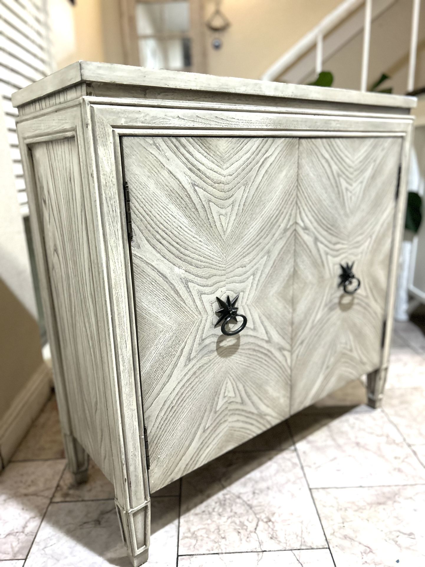 Cabinet Solid Wood Gray Color With Shelf 35” Long. X13.5 “d. X 35” H