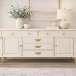 European Cottage Buffet Cabinet – Cream & Gold
