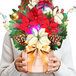 13 Inch Forever Flower Bouquest 3D Greeting Card with Note Care & Envelope,