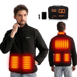 Heated Jackets for Men with Battery Pack Included(16000mAh) Electric Polar Fleece Mens Heated Jacket for Sports （Large size including batteries）