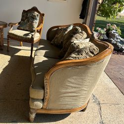 Family Room Or Living Room- Sofa And Love Sofa And Two Chairs And Two Tables And 13 Pillows in Very Good Condition 