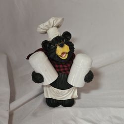 Black bear diner, salt and pepper chef bear figurine