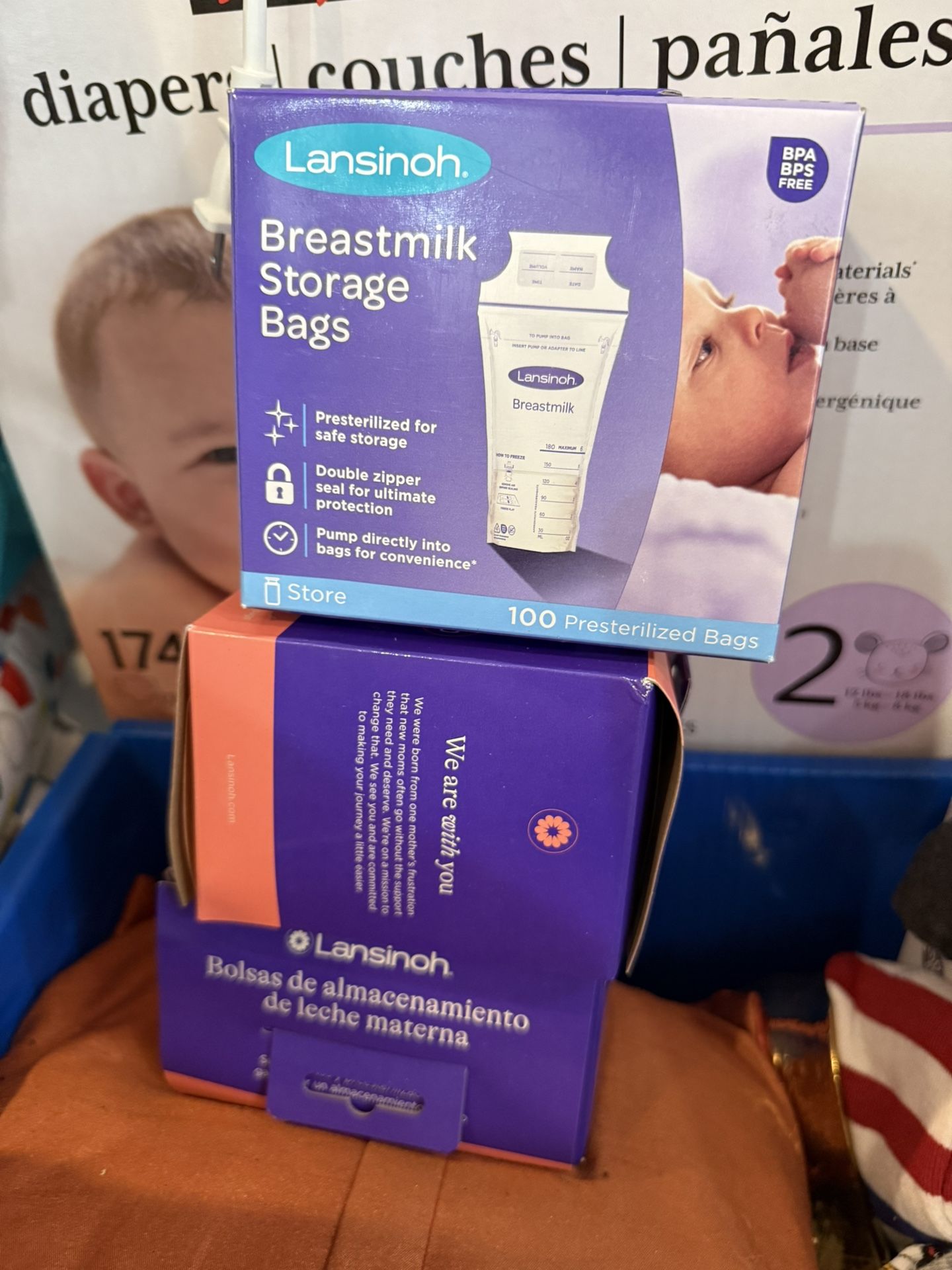 Breastmilk Bags And Pack Of Diapers