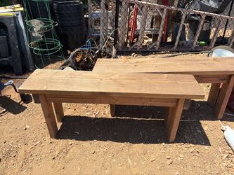 2 Rustic Wooden Benches