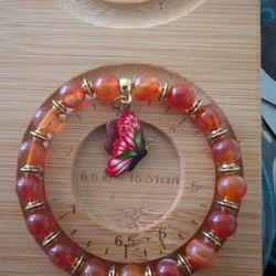 8mm Carnelian Butterfly bracelet