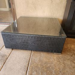 Wicker Coffee Table With Glass 