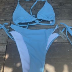 Women’s Bathing Suit Size Small Super Cute Tie, Sides, Tight Neck, Tight Back Blue