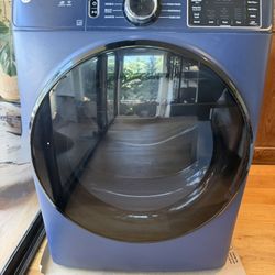 GE 7.8 cu. ft. Smart Front Load Electric Dryer in Sapphire Blue with Sanitize Cycle, ENERGY STAR & GE 4.8 cu. ft. Smart Sapphire Blue Front Load Wa