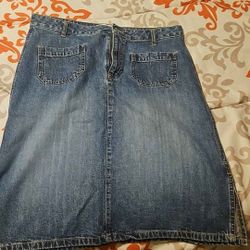 Denim Skirt-knee Length