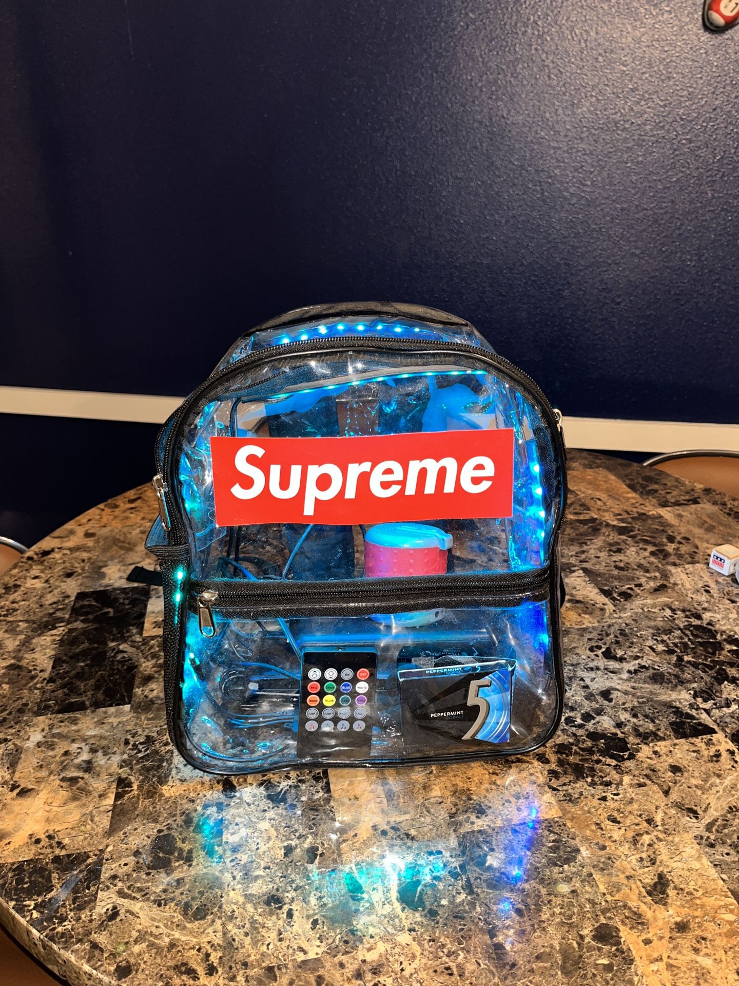 Supreme Clear Transparent Color Changing Backpack With Battery 