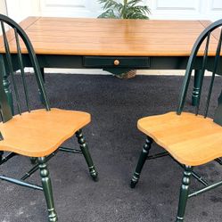 Solid Oak Dining Table W/a Drawer &2 Matching Chairs. Delivery Available 🚚.