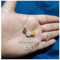 925 Sterling Silver Necklace/Collar De Corazónes De Plata 925 