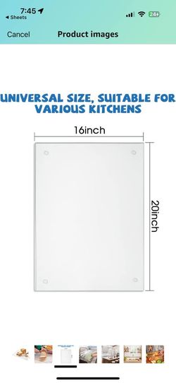16x20" Tempered Glass Cutting Board – Heat & Scratch Resistant D10