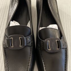 Salvatore Ferragamo Black Leather Loafers Ladies 8 2A