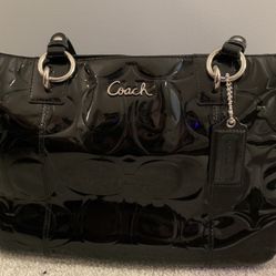 Coach Black Authentic Patent Leather Bag. With Matching Patent Authentic Black Leather Wallet.