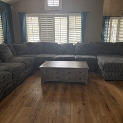 Large Sectional With Table Gray