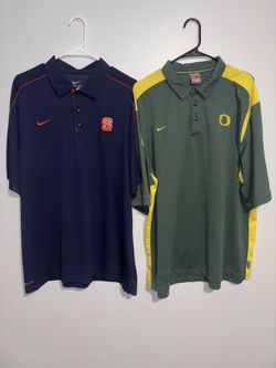 2pc Vintage Nike Team Football Oregon Ducks Syracuse Orange Polo Shirt Mens XL