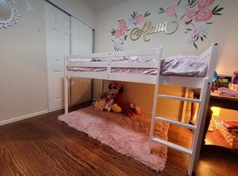 Twin Low Loft Bunk Bed White