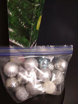 Silver and Blue Christmas Ornament Ball Set