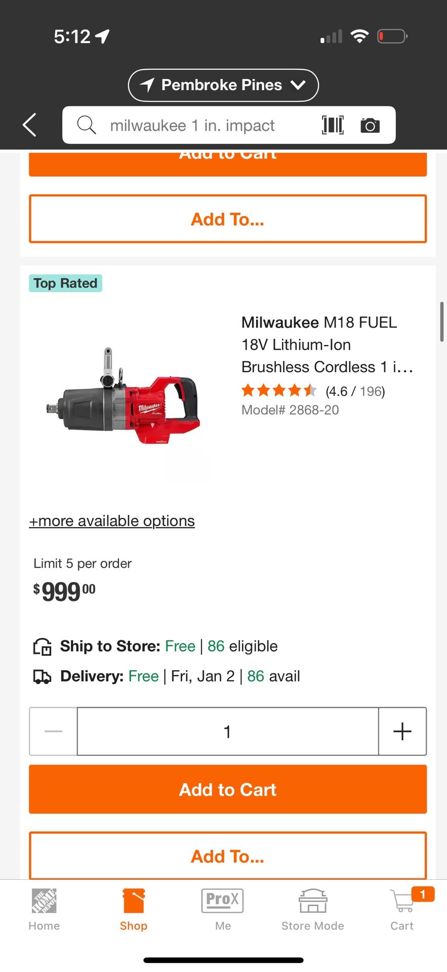 Milwaukee 1 in impact Wrench