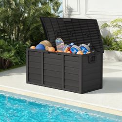 Black Solaura 75-gallon outdoor storage deck box