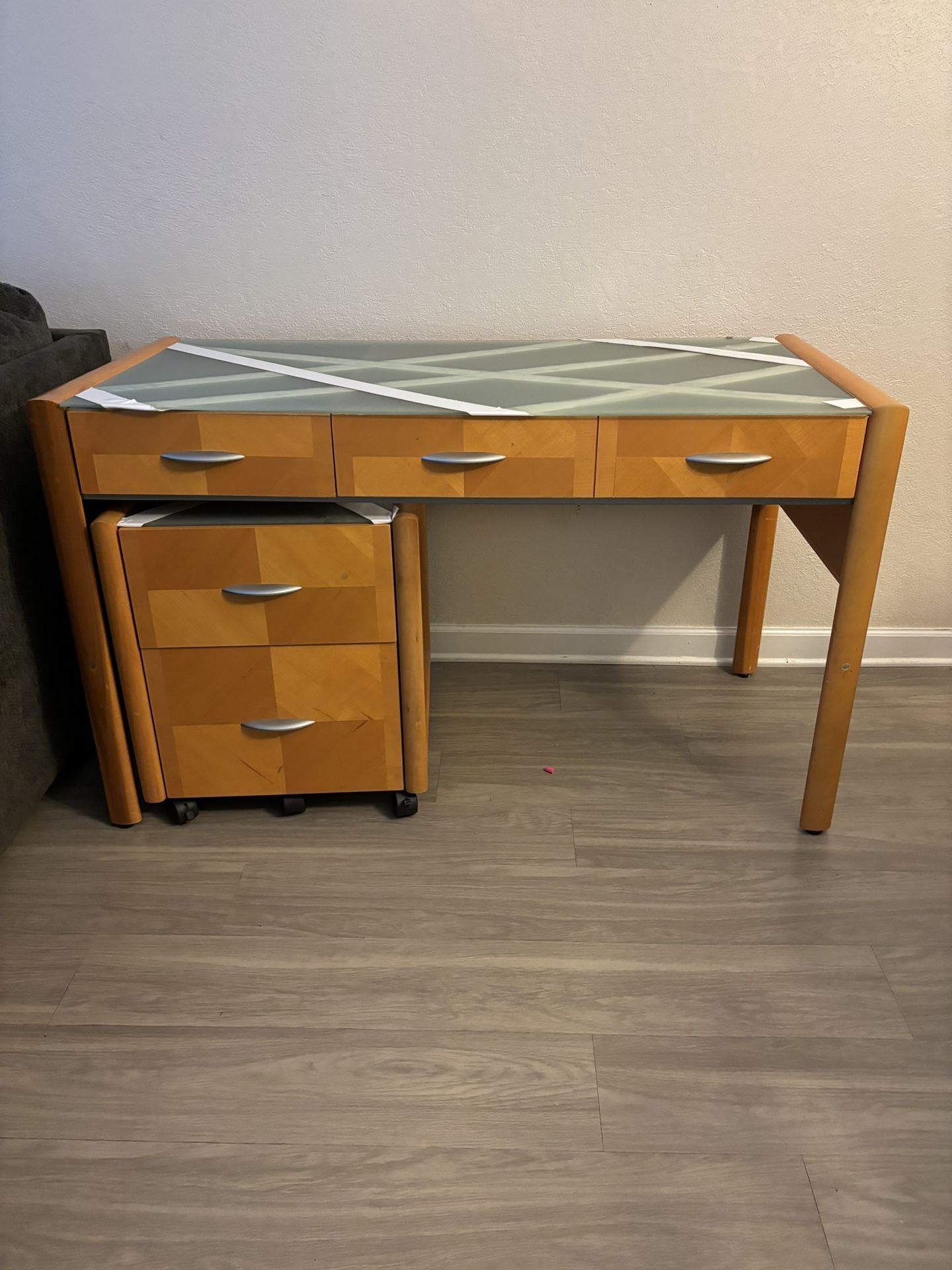 Wood Desk With Filing Cabinet