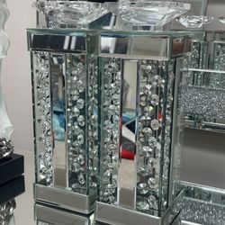 New Mirrored Candle Holders Set Of 2