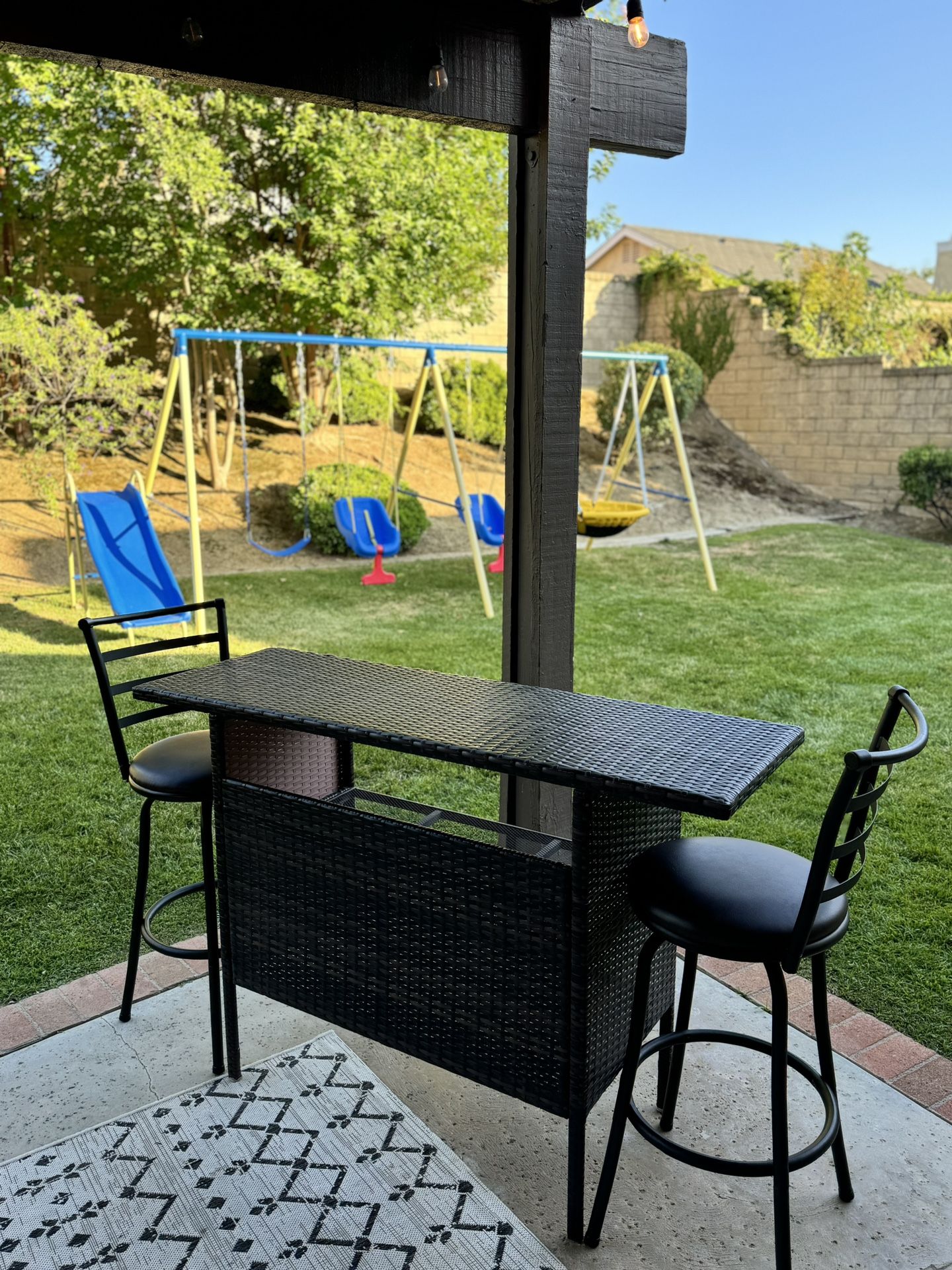 Patio Wicker Bar Table Outdoor Furniture