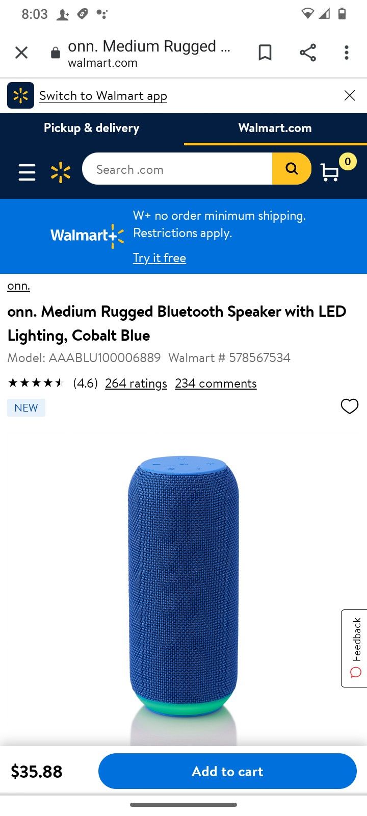 Brand New Inbox Rugged Speaker With Multicolored LED Lighting Effects Groove By Onn.