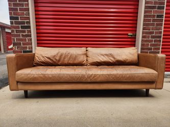 West Elm Dennes Leather Sofa (Burnt Sienna) *Delivery Available*
