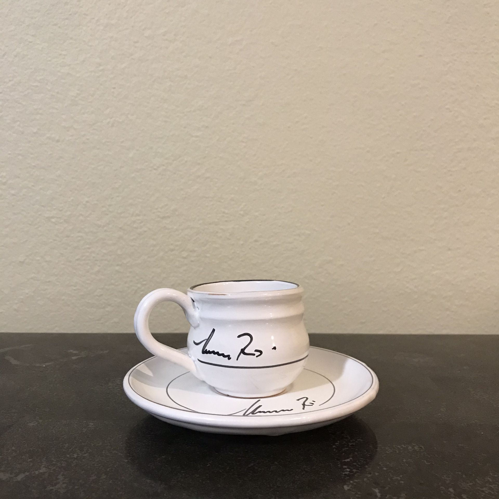 Hand Made Coffee Cup and Saucer Mona Ro Made In Italy