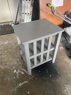 Gray Wood End Table with Open Shelves