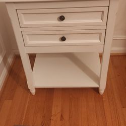 White 2 Drawer Night Stand W/ Shelf End Table