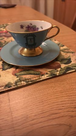 vintage blue  cup and  saucer