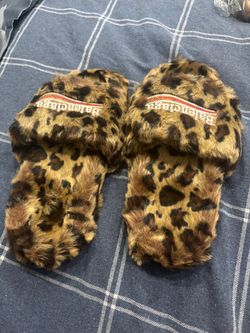 Balenciaga Leopard Faux Fur Slides