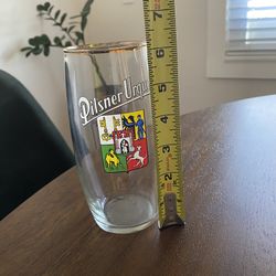 Pilsner Urquell Beer Pale Ale Glass Gold Rim 