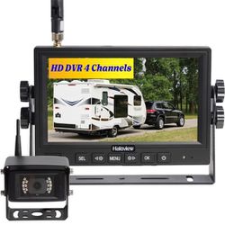 Haloview MC7108 Wireless RV Backup Camera System 7'' Monitor Built in DVR Rear View Camera with Infrared Night Vision and Wide Viewing Angle for Truck