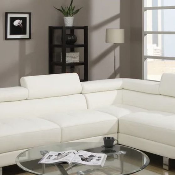 Sectional Sofa White Leather 