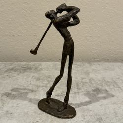 Vintage Midcentury Brutalist Bronze Golfer Statue Sculpture Giacometti MCM
