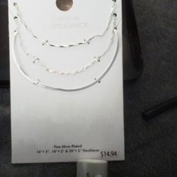 Fine Silver Plated Necklaces Set Of 3