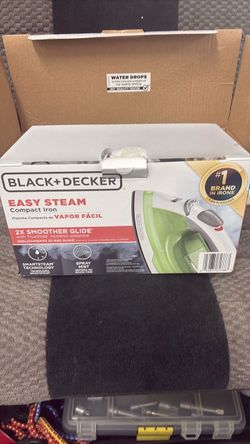BRAND NEW The BLACK+DECKER Easy Steam Compact Iron (Model IR02V-T) is a lightweight 1200-watt lime green and white clothing iron featuring a TrueGlide