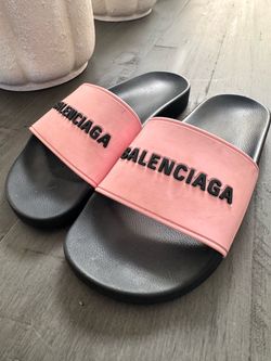 Balenciaga Women’s Pink & Black Pool Slides-size7(Authentic)