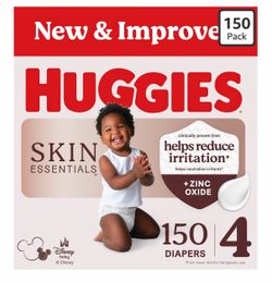 150 Huggies Skin Essentials Baby Diapers (6 Packs of 25), Size 4 (22-37 lbs)